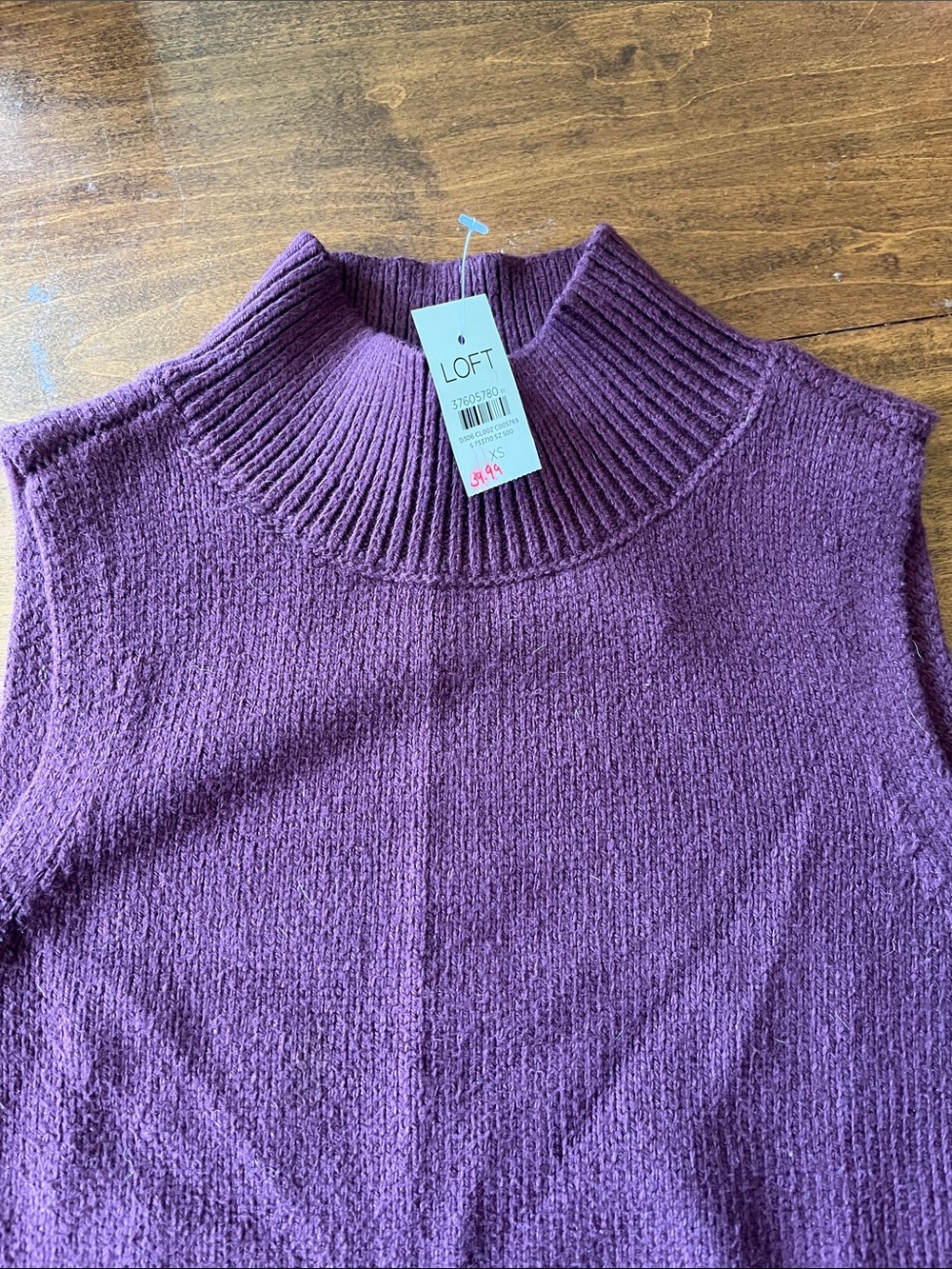 LOFT Plum Purple Sleeveless Turtleneck Sweater Tank